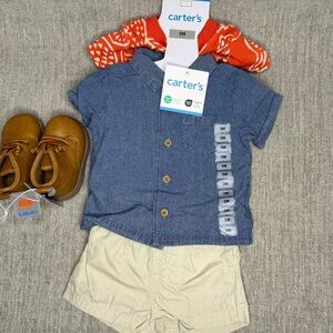 👶 Baby Boys 3M Outfit Bundle NWT Carter’s + Walking Shoes